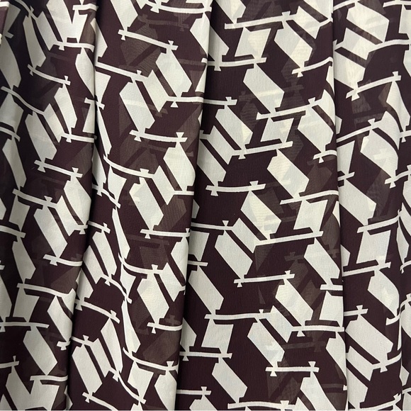 J. Crew Brown & Cream Houndstooth Pattern High-Waisted Midi Modest Skirt Sz L - Picture 6 of 12